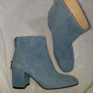 Stuart Weitzman sky blue suede ankle booties